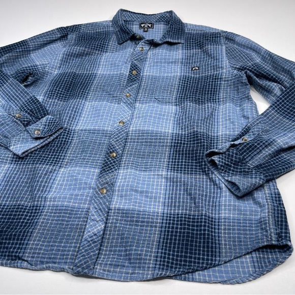 Billabong Flannel Shirt Plaid Button Blue Gorp Outdoor Grunge Skater Street XL - Picture 2 of 14